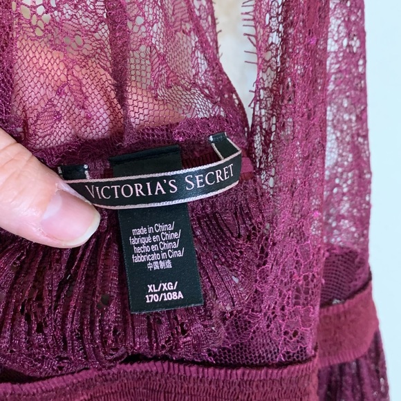 Victoria’s Secret (size XL) Intimate Burgundy Babydoll Lace Razorback Nighty - Picture 10 of 11